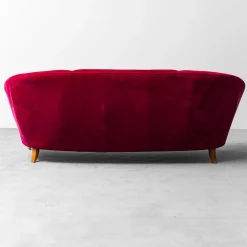 Rotes 3-Sitzer Sofa aus Samt, 1950er