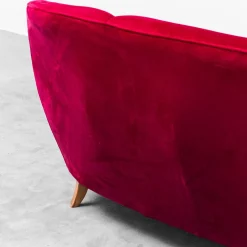 Rotes 3-Sitzer Sofa aus Samt, 1950er