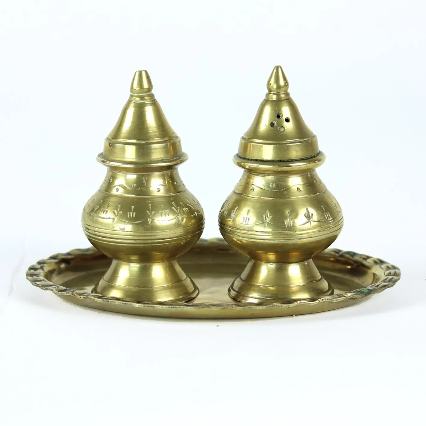 Salz- & Pfefferstreuer aus Messing, 1970er, 3er Set