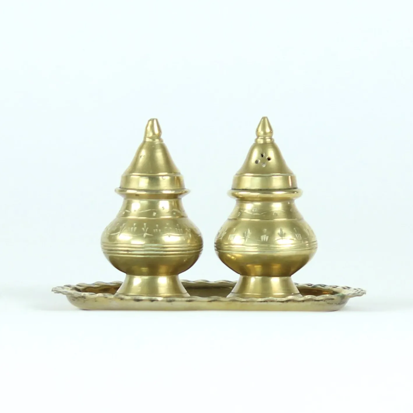 Salz- & Pfefferstreuer aus Messing, 1970er, 3er Set