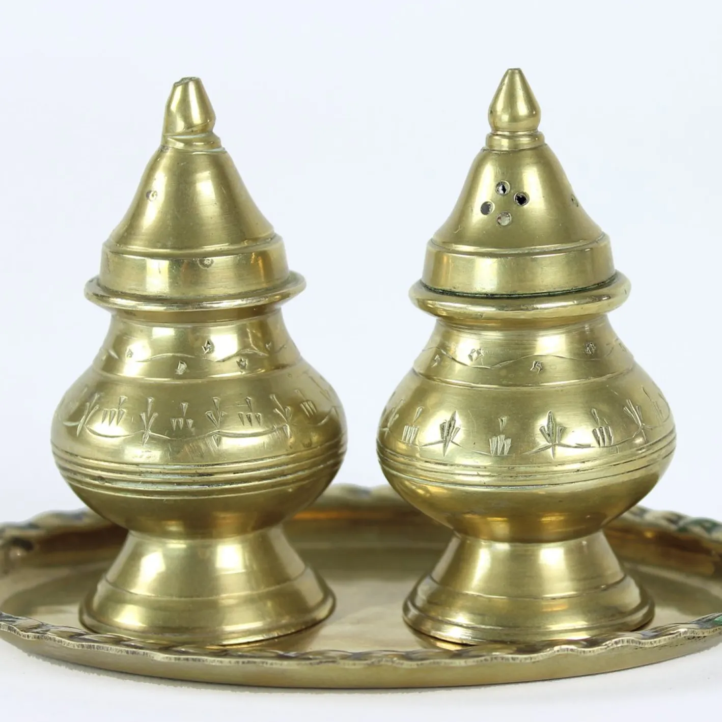 Salz- & Pfefferstreuer aus Messing, 1970er, 3er Set