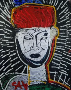 Sax Berlin, Schutzengel 21st Century Sista, 2025, Öl und Acryl auf Leinwand