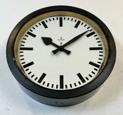 Schwarze Industrielle Fabrik Wanduhr von Siemens, 1950er