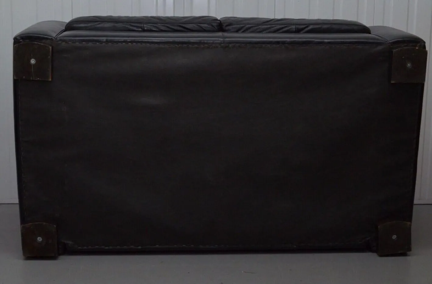 Schwarzes 2-Sitzer Ledersofa, 20. Jh. von Natuzzi