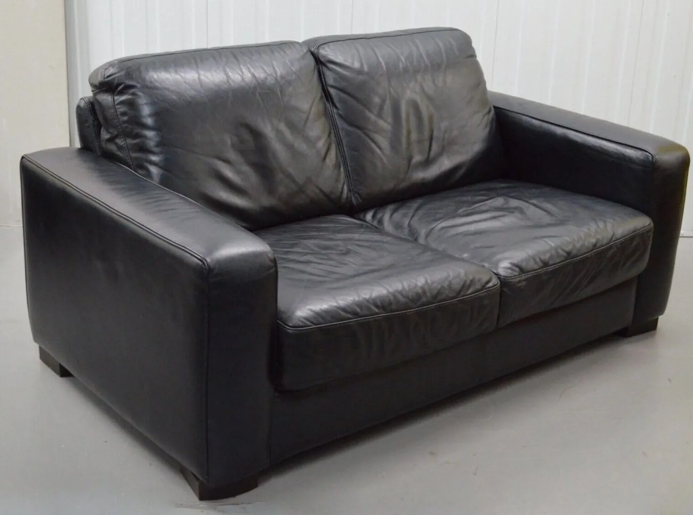 Schwarzes 2-Sitzer Ledersofa, 20. Jh. von Natuzzi
