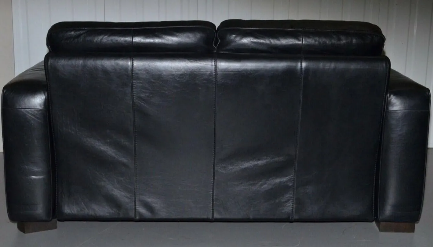 Schwarzes 2-Sitzer Ledersofa, 20. Jh. von Natuzzi