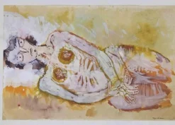 Sergio Barletta, Gemälde eines weiblichen Akts, 1989, Tempera und Aquarell auf Papier