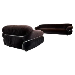 Sesann Lounge Set aus Alpaka Samt von Gianfranco Frattini für Cassina, 1972, 4er Set