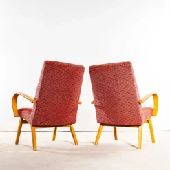 Sessel mit gestepptem Jacquard-Sitz in Orange von Jaroslav Šmídek, 1950er