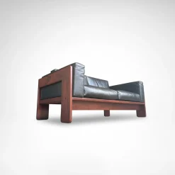 2-Sitzer Bastiano Ledersofa mit Holzgestell von Afra & Tobia Scarpa für Knoll International, 1980er