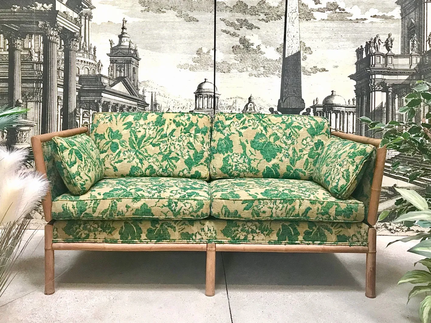 2-Sitzer Schlafsofa aus Bambus, 1960er