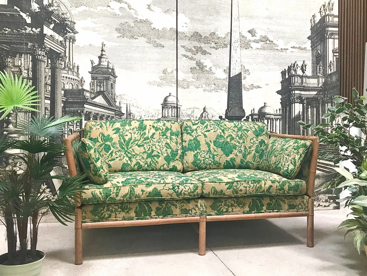 2-Sitzer Schlafsofa aus Bambus, 1960er