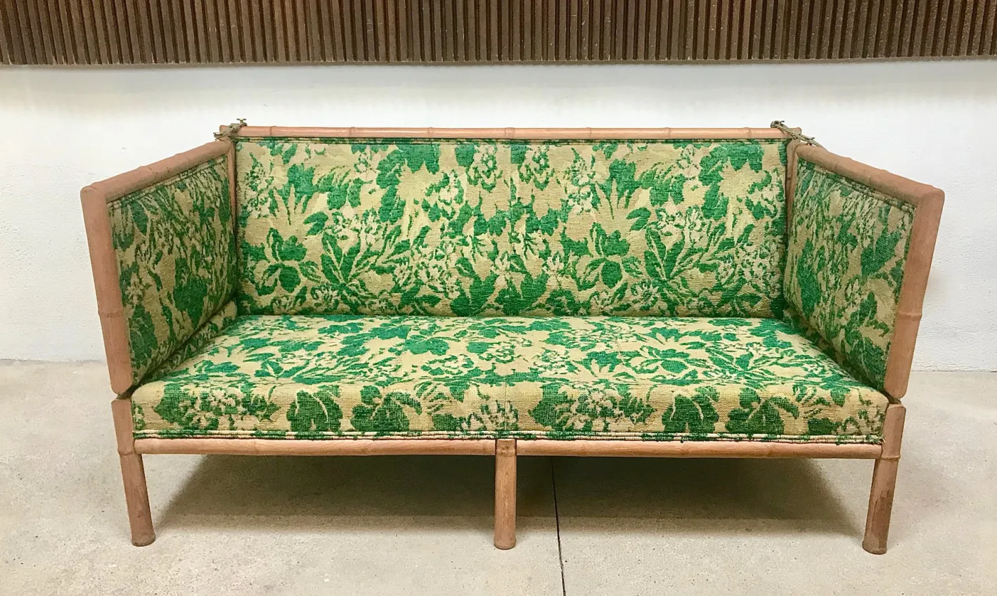 2-Sitzer Schlafsofa aus Bambus, 1960er