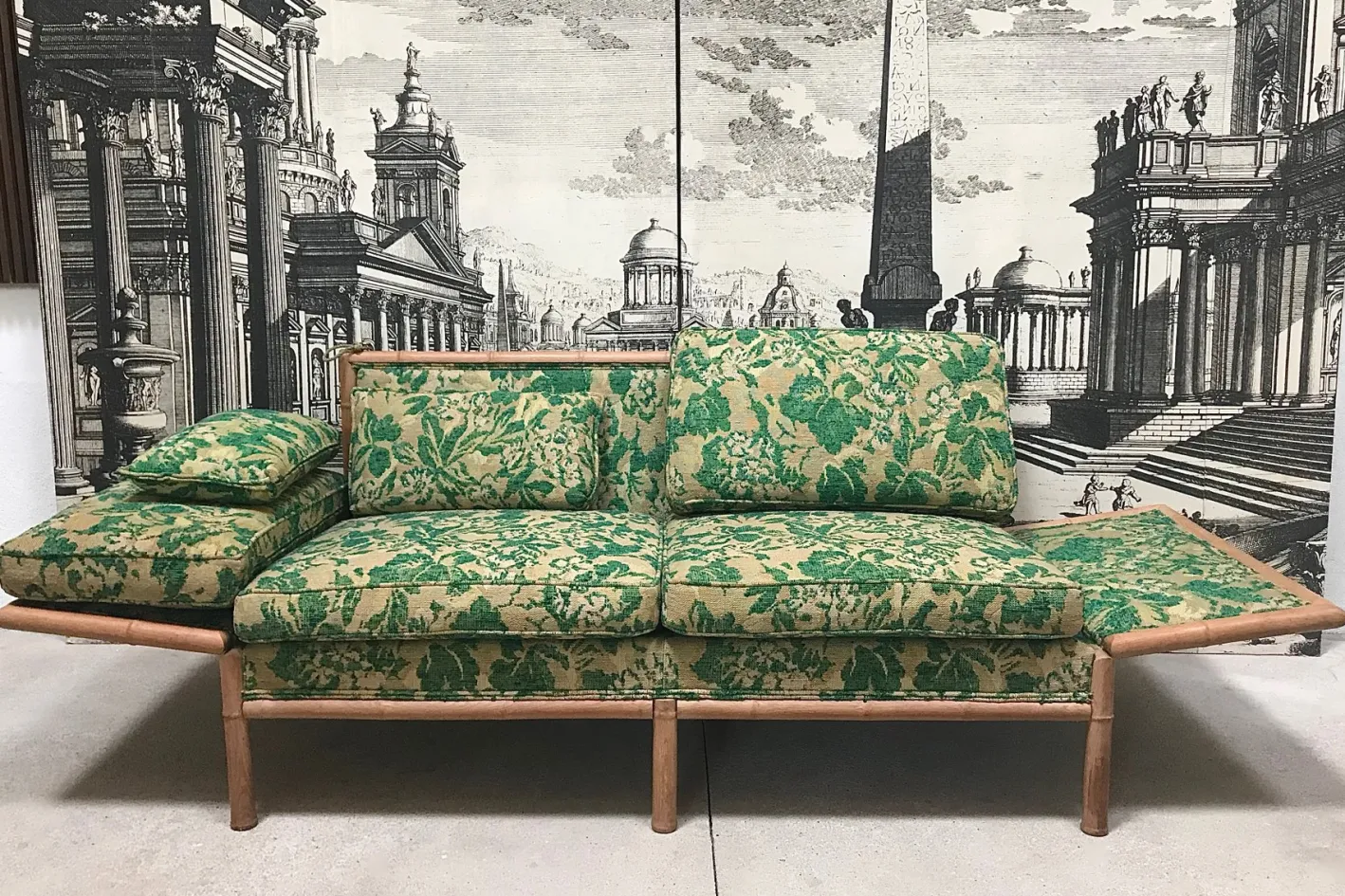 2-Sitzer Schlafsofa aus Bambus, 1960er