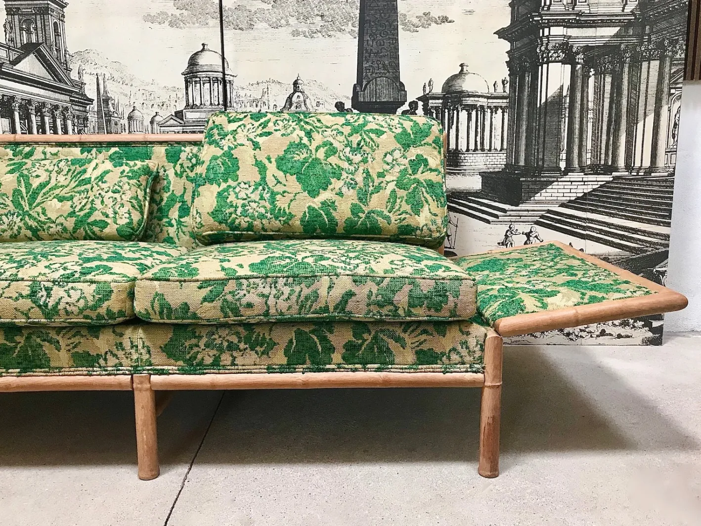2-Sitzer Schlafsofa aus Bambus, 1960er