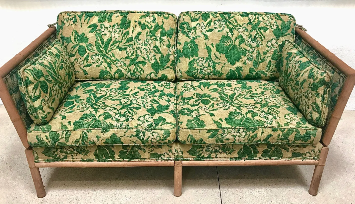 2-Sitzer Schlafsofa aus Bambus, 1960er
