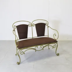 2-Sitzer Sofa aus Schmiedeeisen & Braunem Samt von Casa e Giardino, 1950er