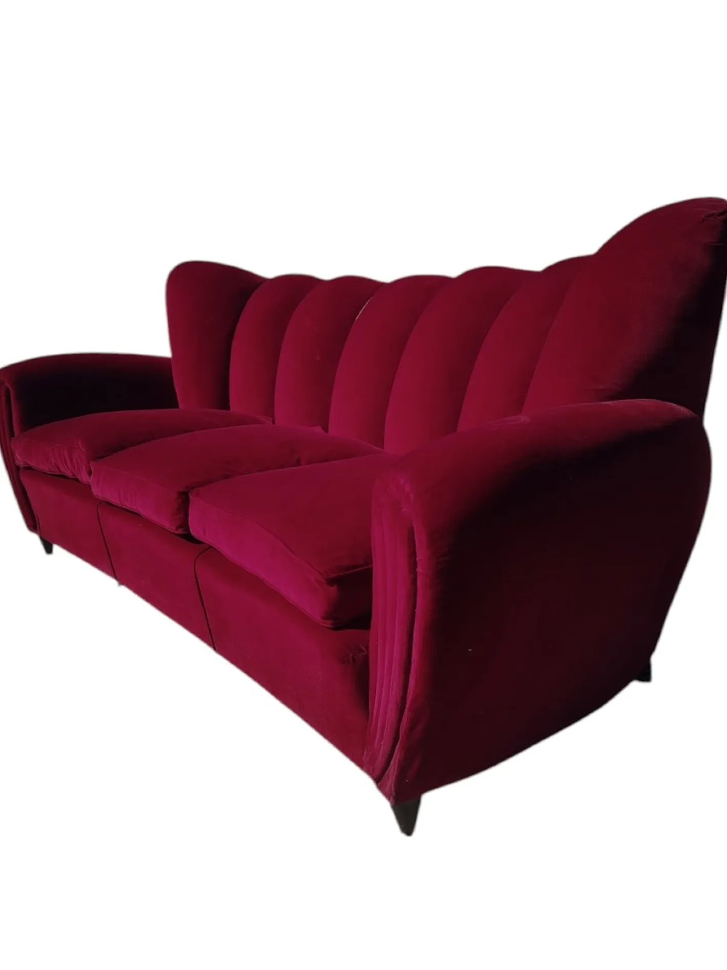 3-Sitzer Sofa und Sessel aus Samt, 1950er, 3er Set