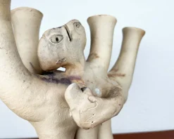 Skulpturaler deutscher Studiokeramik Kerzenhalter von Hans Fischer, 1980er
