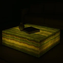 Smaragdgrüner Onyx Couchtisch mit Hintergrundbeleuchtung von Andrea Grasso