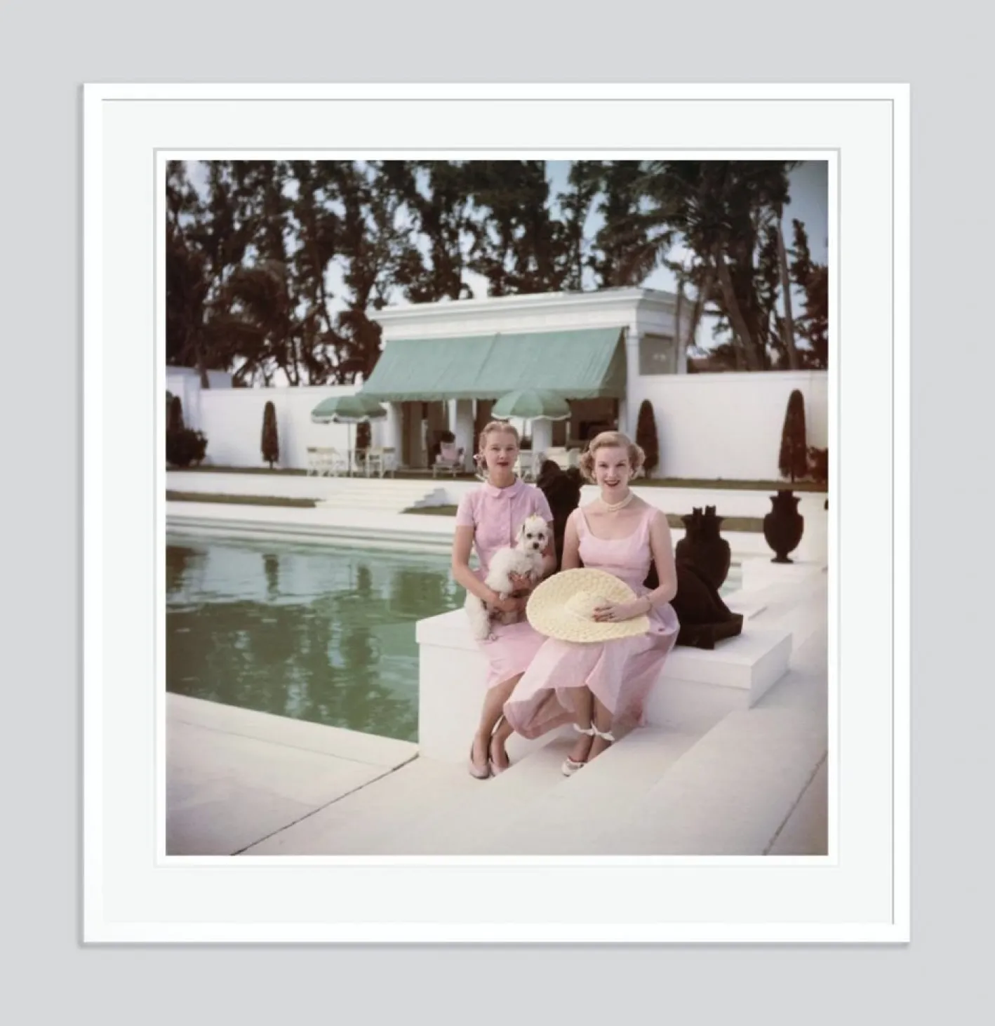 Socialites Oversize C Print Framed in White by Slim Aarons