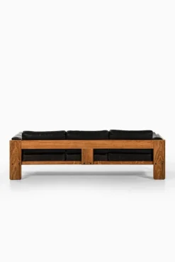 Sofa aus Palisander & schwarzem Leder von Tobia Scarpa, 1960er