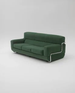 Sofa & Sessel mit Stahlrohrgestell, 1970er, 3er Set