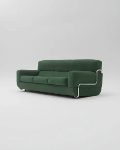 Sofa & Sessel mit Stahlrohrgestell, 1970er, 3er Set
