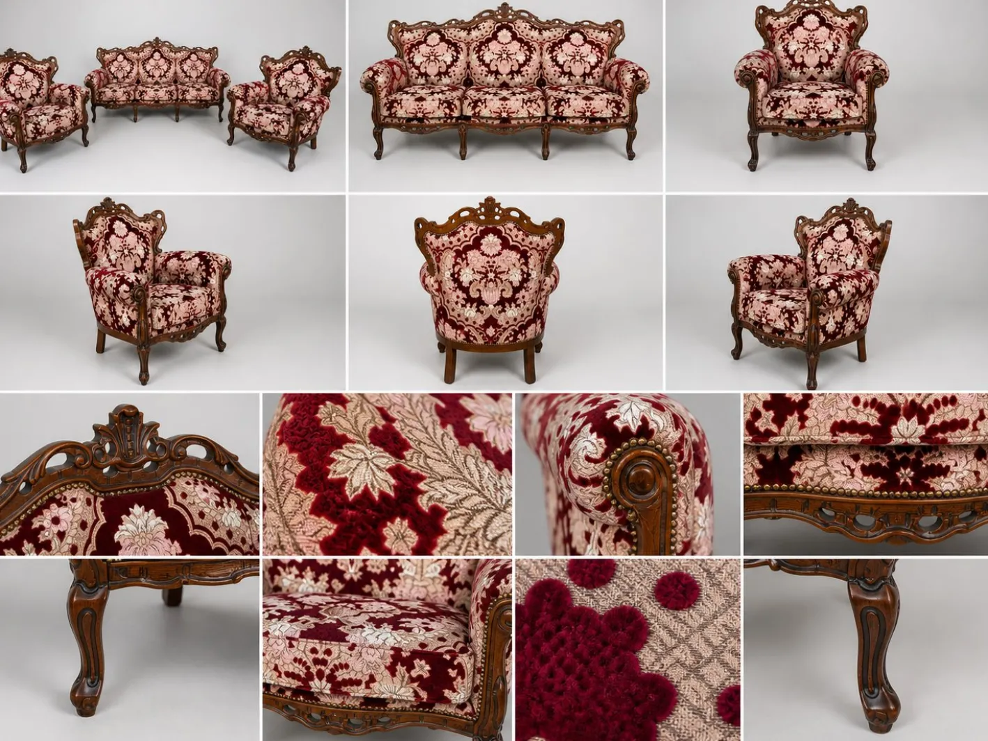 Sofa und Sessel im Louis XV Stil, 3er Set