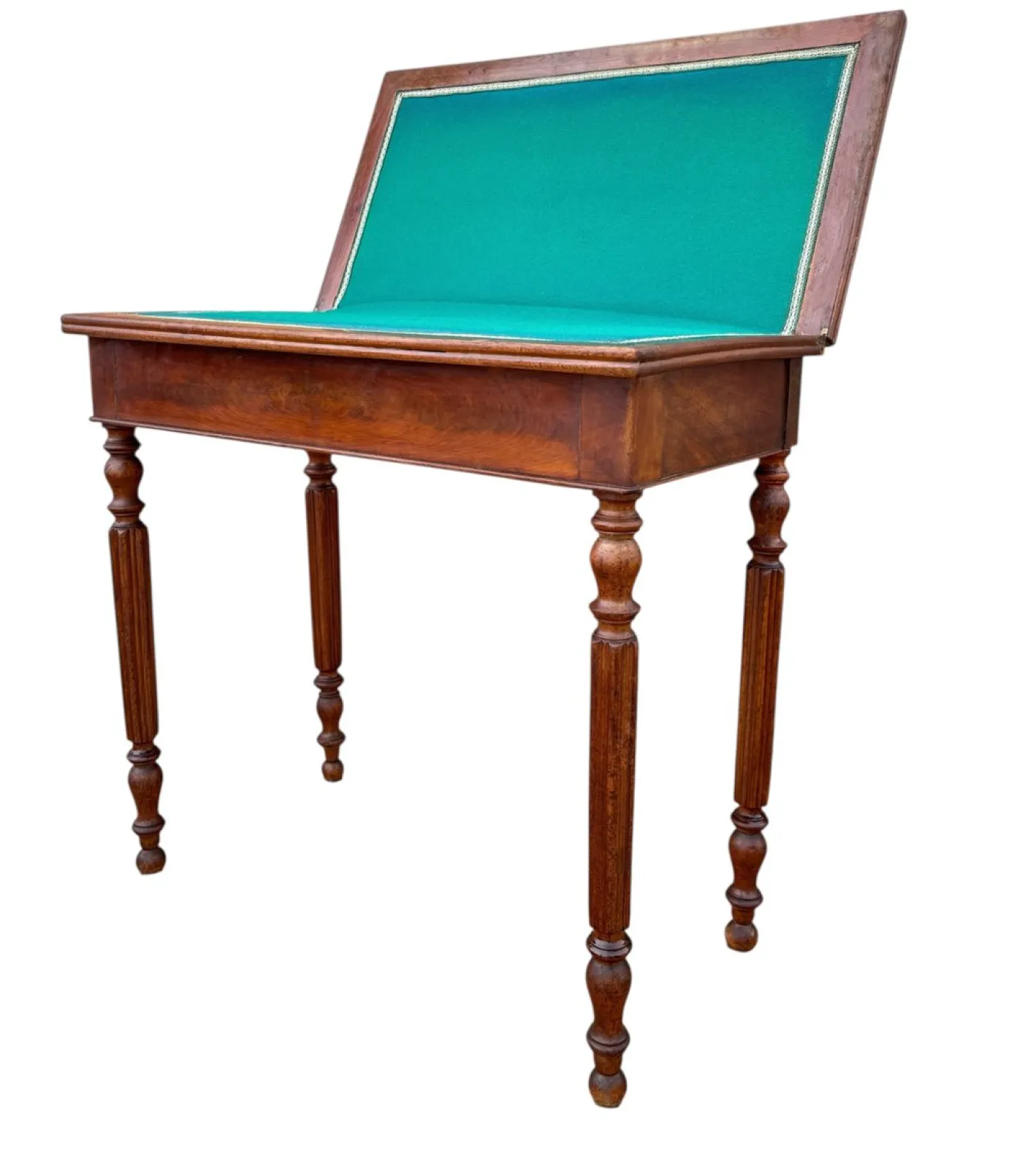 Spieltisch aus Eiche mit grüner Filzplatte, 1920er