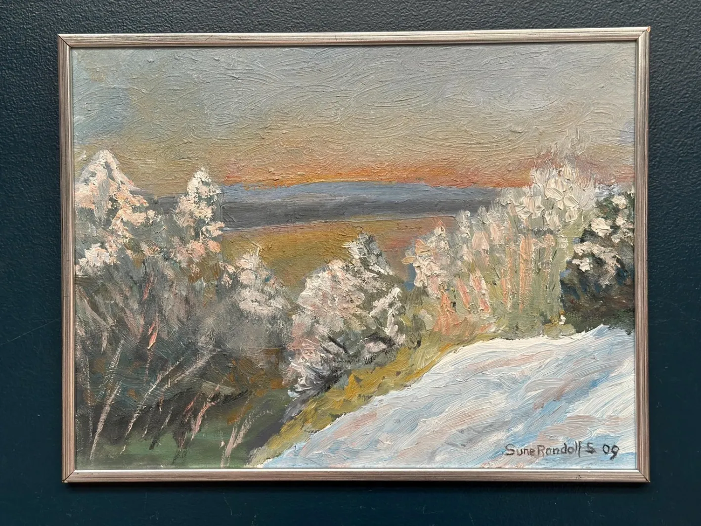 Sune Randolfs, Winter Landscape, 1960er, Öl auf Holz, gerahmt