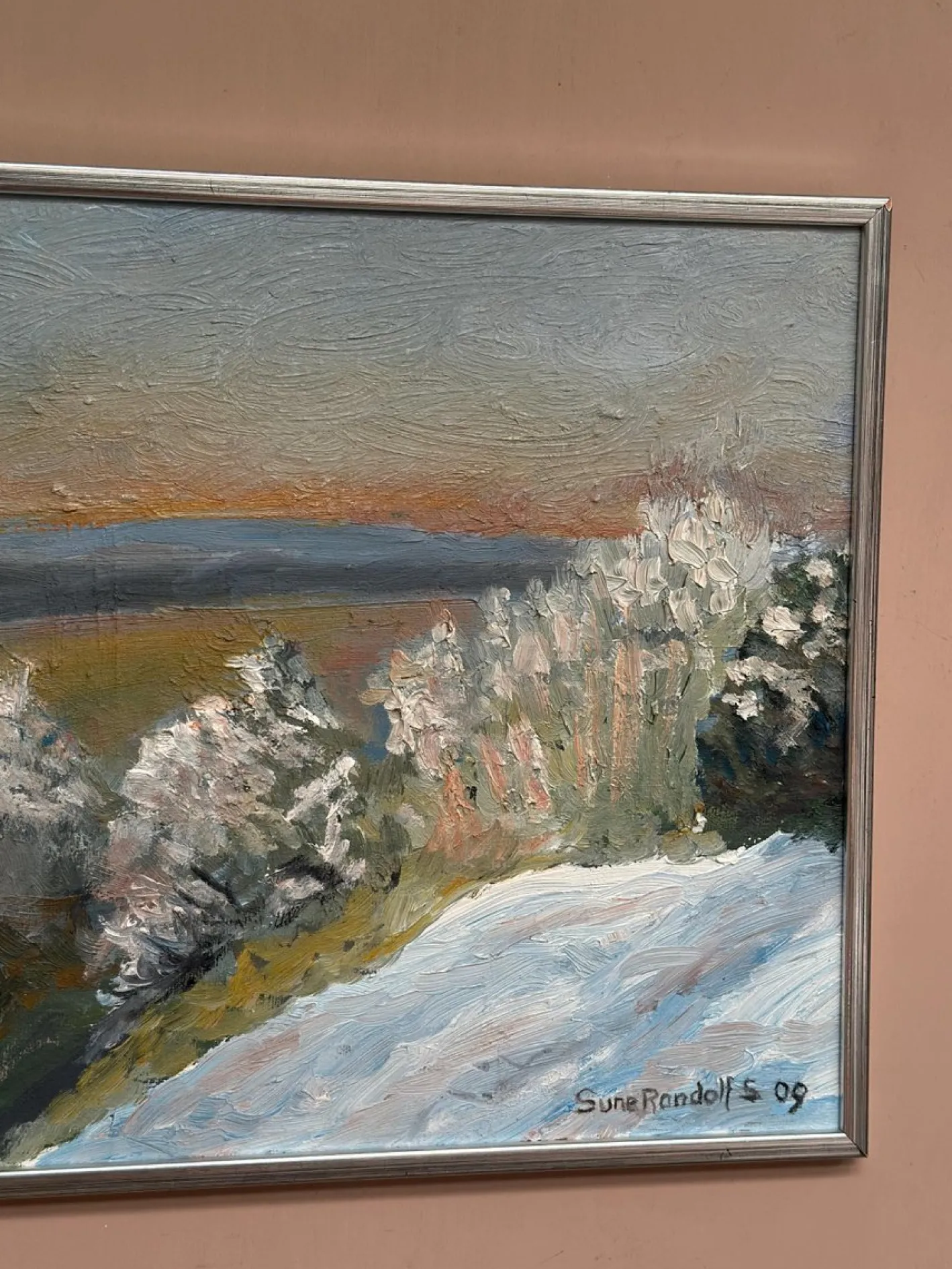Sune Randolfs, Winter Landscape, 1960er, Öl auf Holz, gerahmt