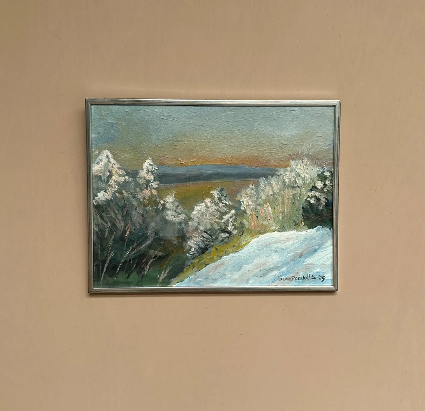 Sune Randolfs, Winter Landscape, 1960er, Öl auf Holz, gerahmt