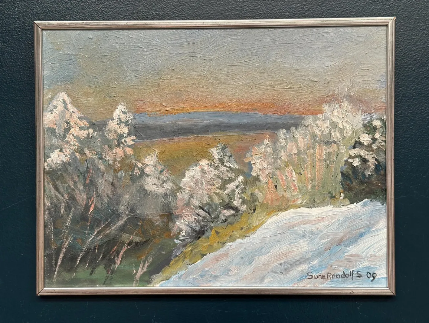 Sune Randolfs, Winter Landscape, 1960er, Öl auf Holz, gerahmt