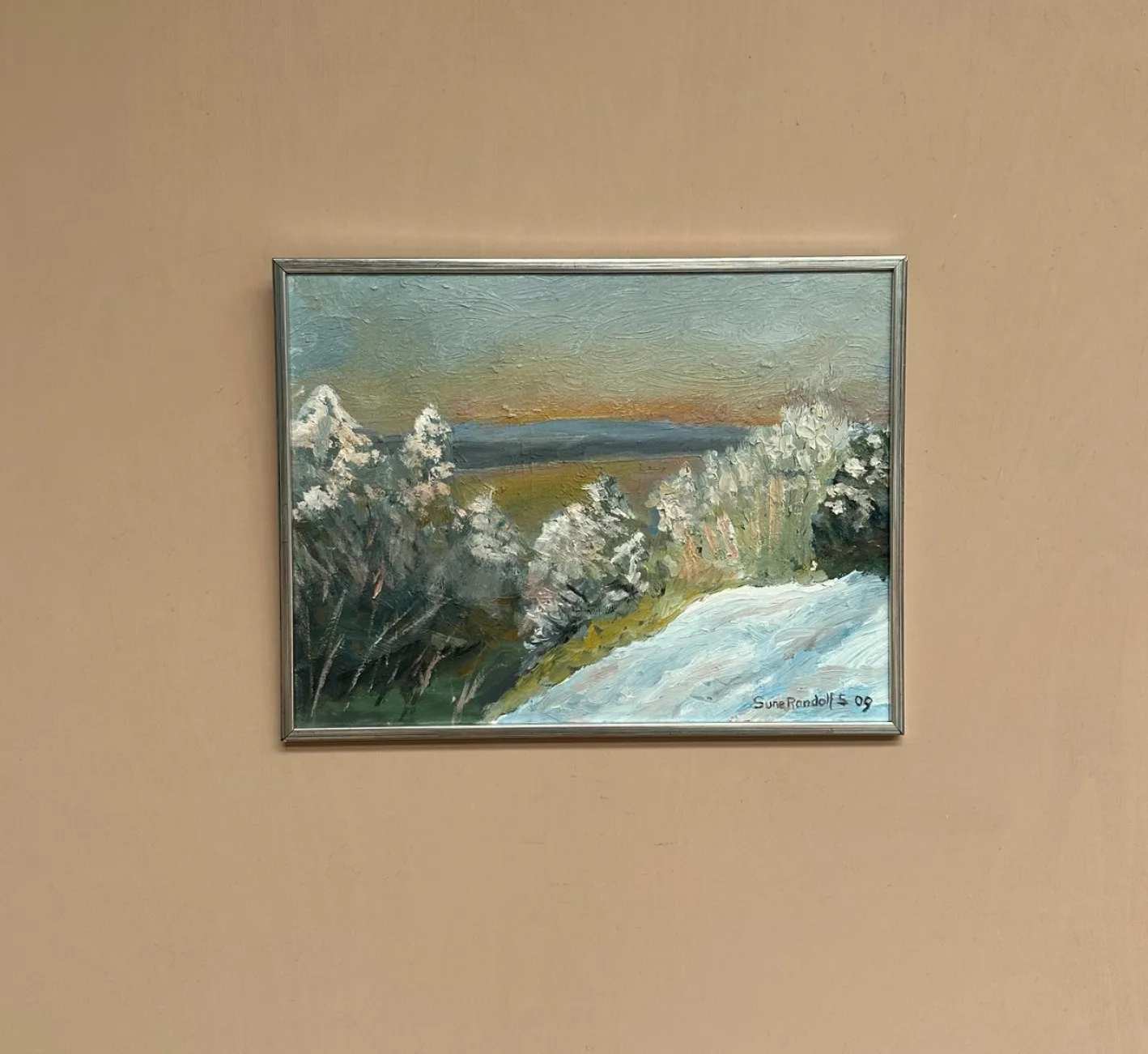 Sune Randolfs, Winter Landscape, 1960er, Öl auf Holz, gerahmt