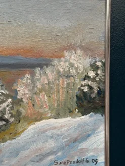 Sune Randolfs, Winter Landscape, 1960er, Öl auf Holz, gerahmt