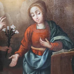 The Annunciation, 17. Jh., Ölgemälde auf Leinwand, gerahmt