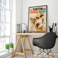 "Tintin et les Oranges Bleues" Original Vintage Filmposter, Französisch, 1964