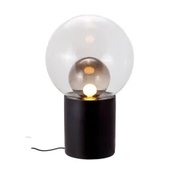 Tischlampe aus transparentem und rauchgrauem Glas mit schwarzem Fuß von Sebastian Herkner für Pulpo & Rosenthal