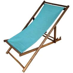 Transat Klappstuhl aus Bambusholz & Stoff, 1970er