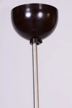 Tschechische Mid-Century Modern Hängelampe aus Chrom und Stahl mit Opalglas, 1960er
