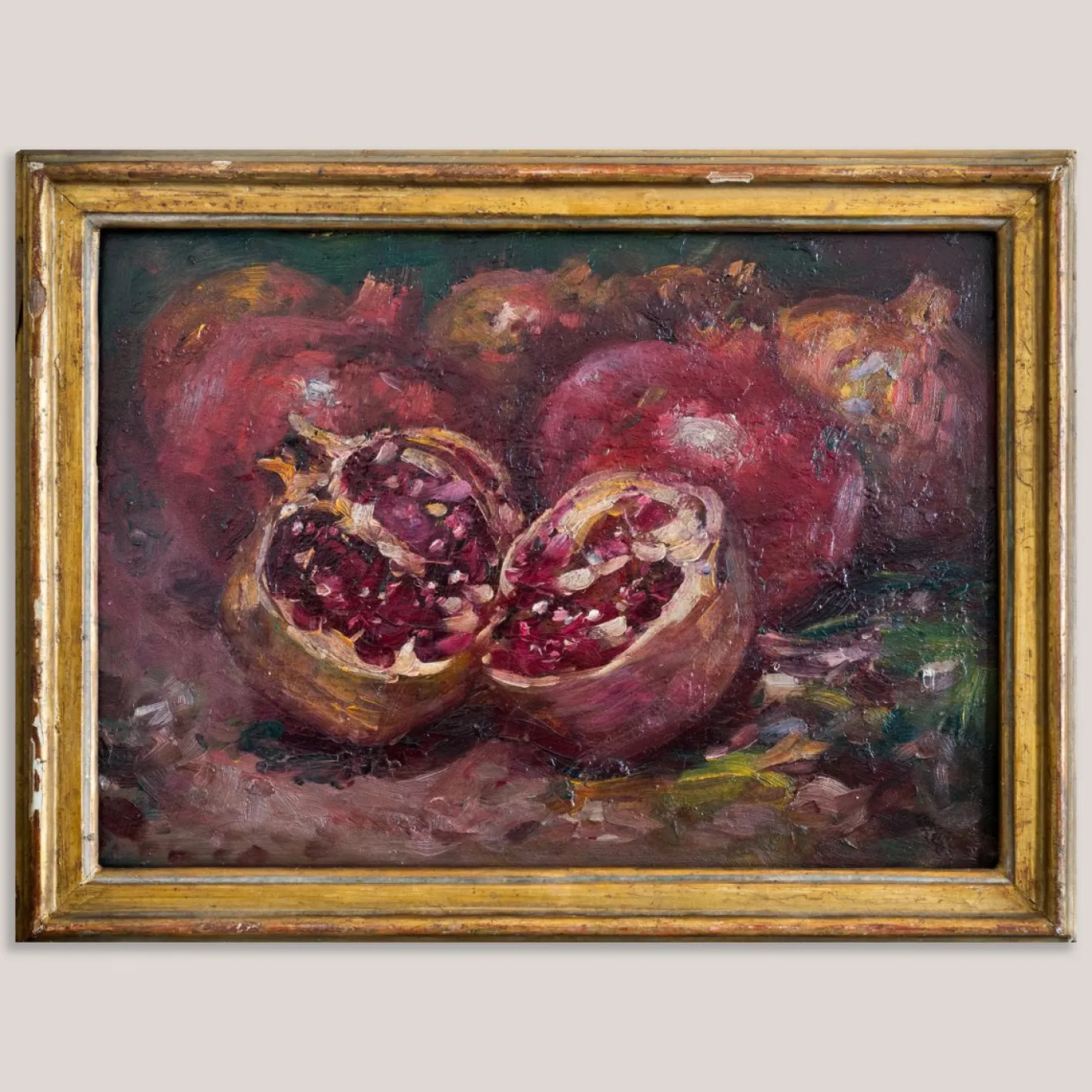 Unknown, Granatapfel Stillleben, 1890er, Öl auf Karton