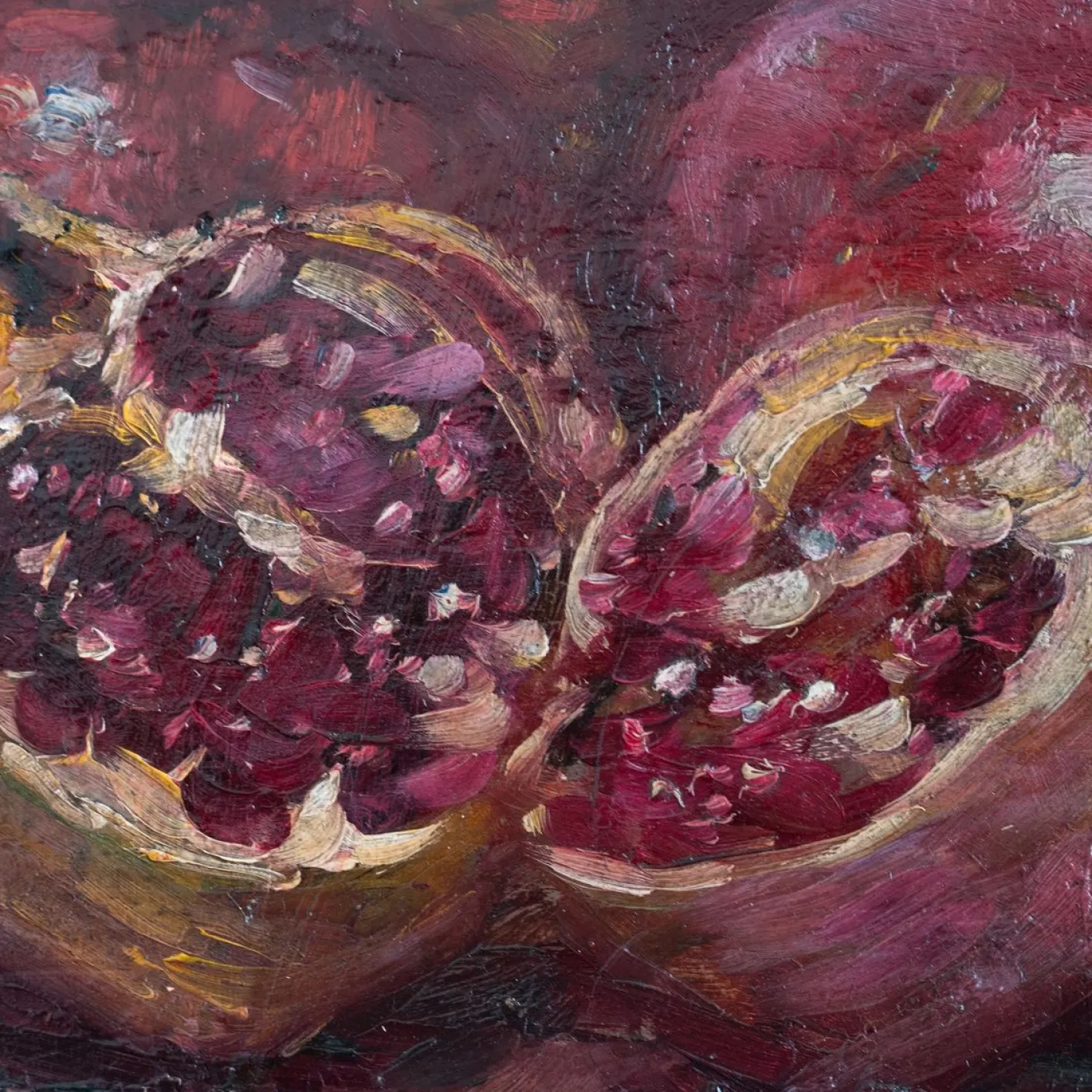 Unknown, Granatapfel Stillleben, 1890er, Öl auf Karton