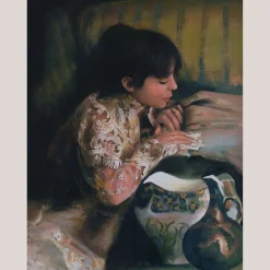 Unknown, Junge Frau in einer feinen bestickten Spanischen Spitzenbluse, 1970er, Öl auf Leinwand