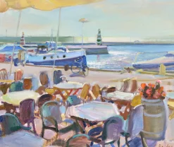 Valery Bayda, Cafe, Nida, 2013, Ölgemälde auf Leinwand