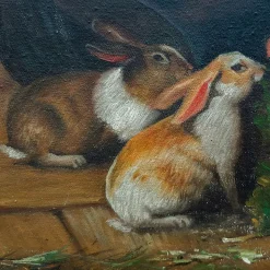 Van Barren, Children and Rabbits, 1871, Öl auf Holz, gerahmt