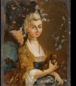 Venezianisches italienisches Porträtgemälde auf Glas, frühes 18. Jh