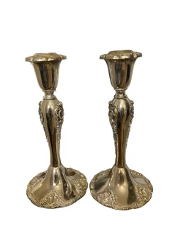 Versilberte Kerzenhalter im Barockstil von Godinger, 1950, 2er Set