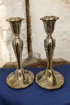 Versilberte Kerzenhalter im Barockstil von Godinger, 1950, 2er Set