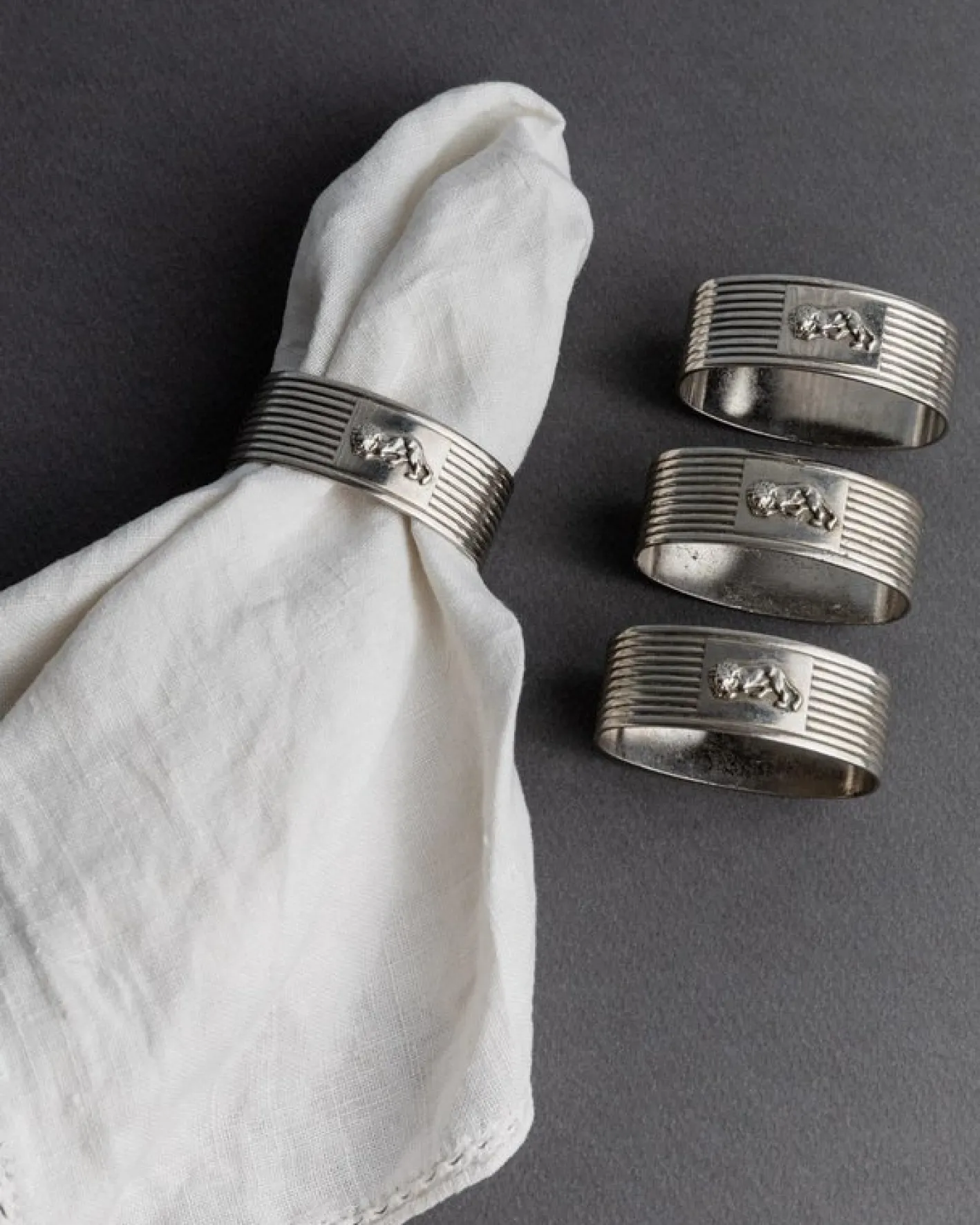Versilberte Vintage Serviettenringe, 1960er, 4 . Set